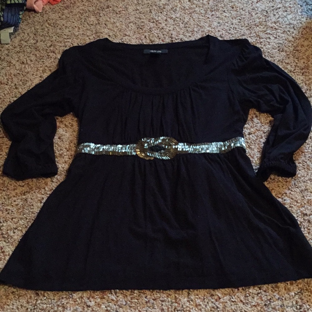 Black Petite Top Gold Bling M